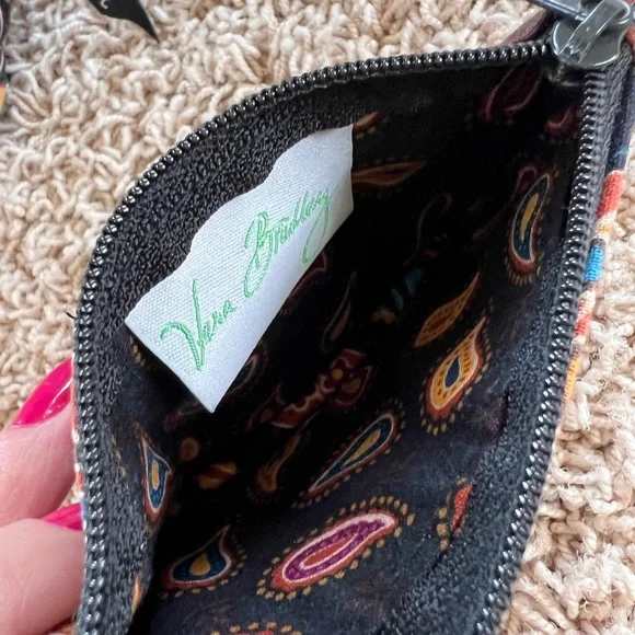 Vera Bradley Retired Paisley Printed Purse ID Coin Purse Black - Picture 10 of 11
